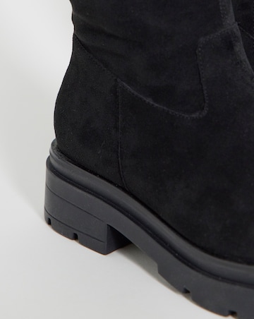 Duclie Chunky Stretch Knee High Boots - Extra Wide Fit (EEE) & Super Curvy Calf