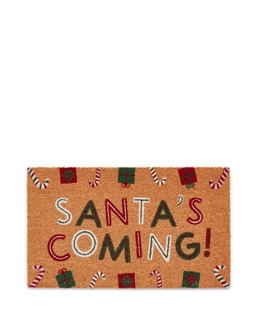 Santa's Coming Christmas Coir Doormat