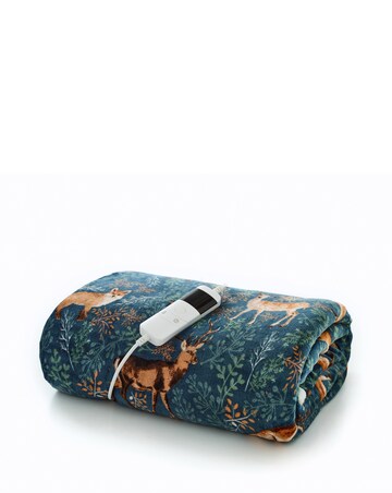 Fox and Deer Printed Fleece Heated Throw