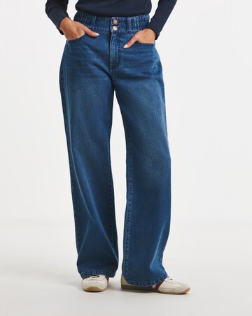 Black Elasticated Waist Wide Leg Jeans