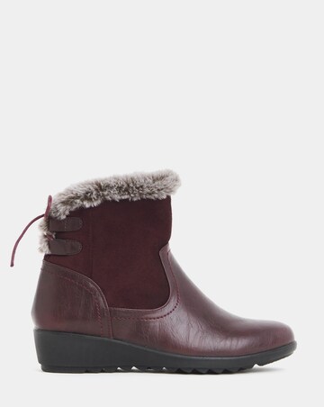 Cushion Walk Faux Fur Cuff Laced Back Boots - Wide Fit (E)