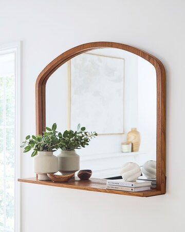 Lana Wooden Wall Mirror with Shelf