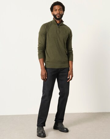 FatFace Rye Half Neck - Khaki Green