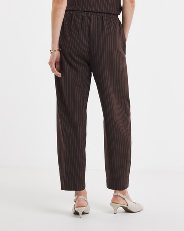 Chocolate Pinstripe Barrel Leg Trousers