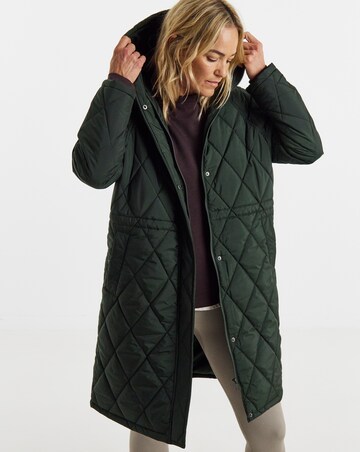 Dark Green Hooded Quilted Coat