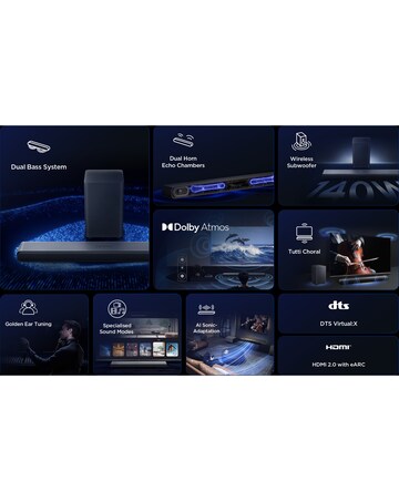 TCL S55HK Series 2.1 Dolby Atmos All-in-One Dual Bass Soundbar with Subwoofer