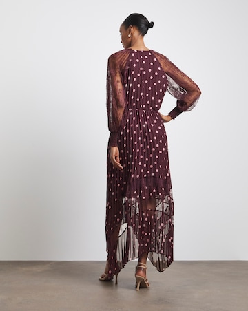 Joanna Hope Polka Dot Lace Sleeve Midi Dress