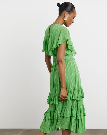 Joanna Hope Green Metallic Dobby Maxi Dress