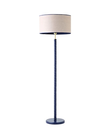 ValueLights Amara Navy Twist Floor Lamp with Colour Match Inner Shade