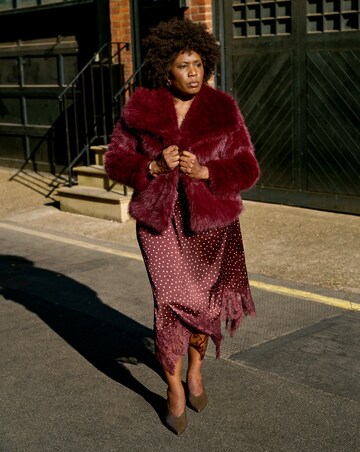 Burgundy Short Faux Fur Jacket