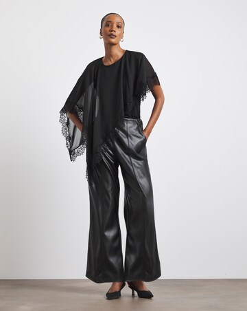 Joanna Hope Black Lace Cape Top