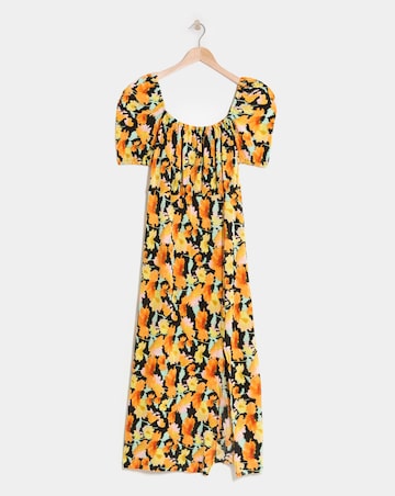 Floral Print Plisse Midi Dress