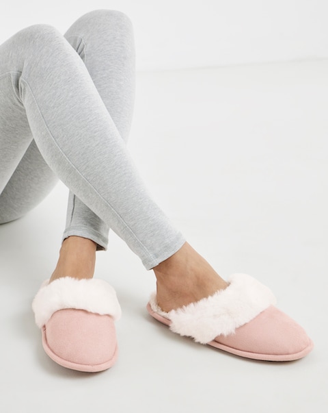 Elyse Faux Fur Mule Slippers - Extra Wide Fit (EEE)