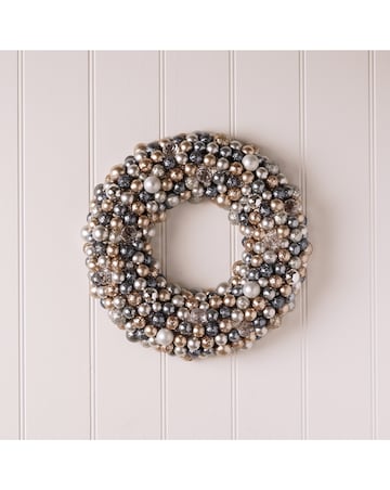 Metallic Coloured Bauble Wreath - 33cm