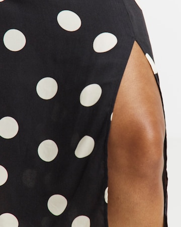Mono Spot Print Midi Skirt