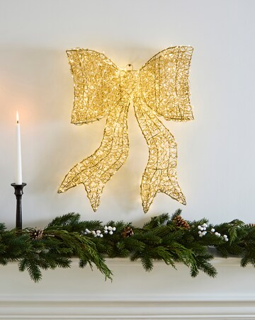 Gold Spiral Twirl Bow - Warm White Light