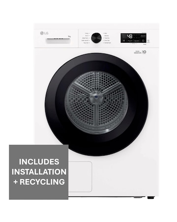 LG X 10 RHX1009NWK 9kg Heat Pump Tumble Dryer - White + Install