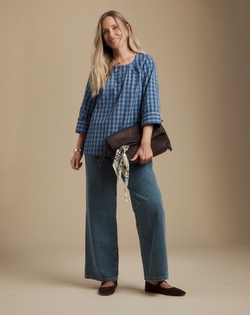 Julipa Seersucker Half Button Blouse