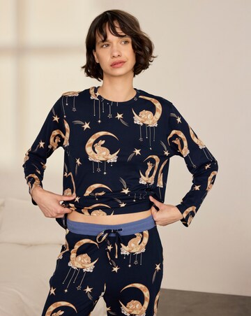 Chelsea Peers Classic Long Sleeve Crew Neck Moon Pyjama Set
