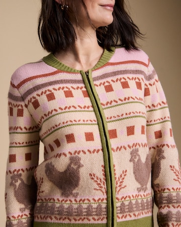 Julipa Motif Knitted Zip Up Cardigan