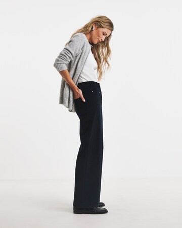 Cord Pocket Front Crop Wide Leg Jeans