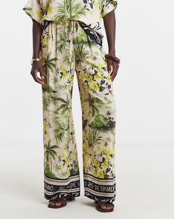 Linen Mix Wide Leg Trousers
