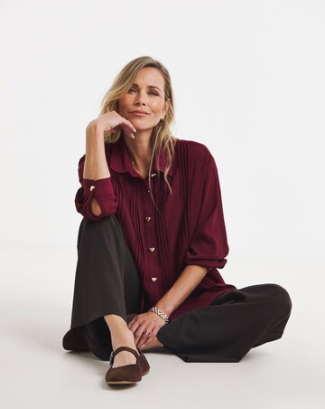Heart Button Pintuck Shirt