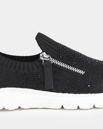 Cushion Walk Sparkle Fly Knit Side Zip Trainers - Wide Fit (E)