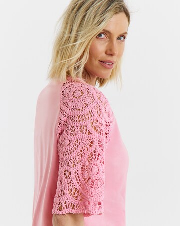 Pink Crochet Sleeve Top