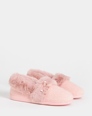 Audrey Faux Fur Trim Full Back Slippers - Wide Fit (E)
