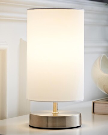 ValueLights Francis Brushed Chrome Touch Table Lamp With White Shade
