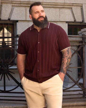 Button Through Texture Knitted Polo