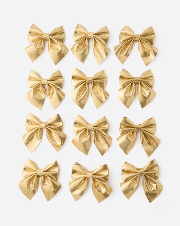 Gold Metallic Bow Decorations - Set of 12