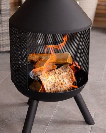 Charles Bentley Round Black Steel Chimenea