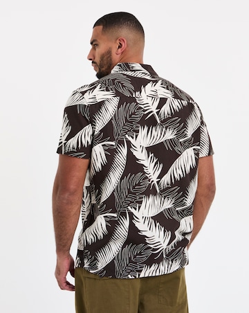 Leaf Print Revere Collar Shirt