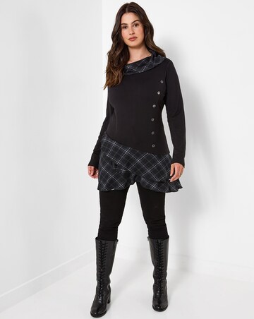 Joe Browns Checked Cowl Neck Tunic Top With Button Detailing