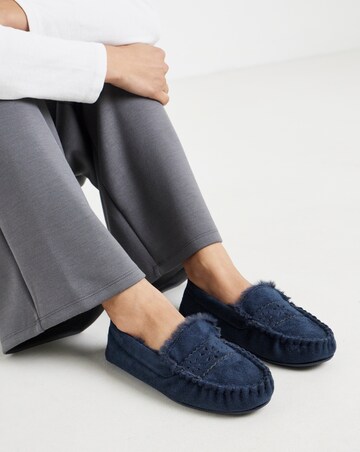 Shelby Cut Out Loafer Slippers - Wide Fit (E)