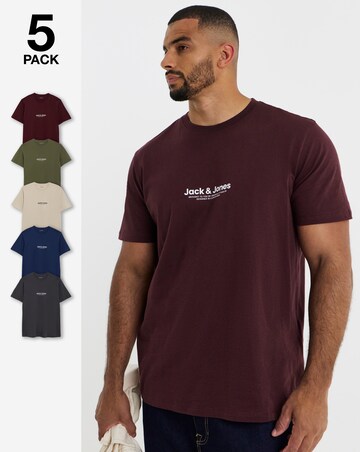 Jack & Jones Vesterbro 5 Pack Crew Neck T-Shirt