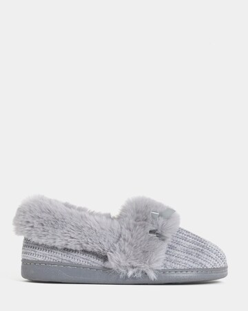 Audrey Faux Fur Trim Full Back Slippers - Wide Fit (E)