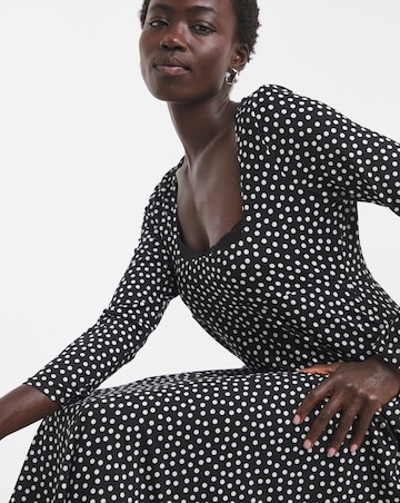 Spot Print Sweetheart Neckline Dress