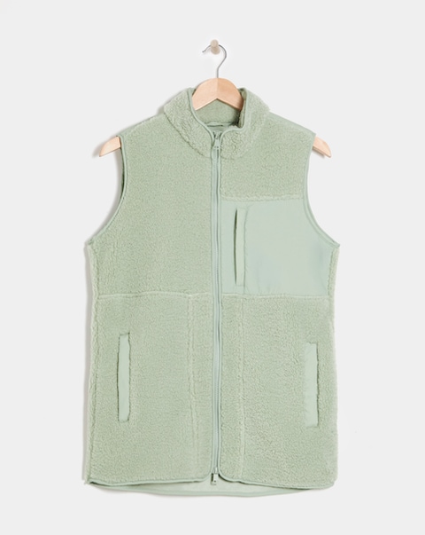 Green Lightweight Lined Borg Gilet