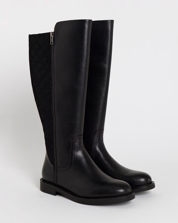 Michelle Leather Knee High Riding Boots - Wide Fit (E) & Curvy Calf