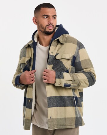 Hooded Borg Lined Check Overshirt