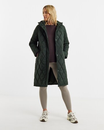 Dark Green Hooded Quilted Coat