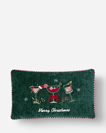 Christmas Cocktails Embroidered Cushion