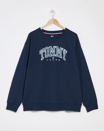 Tommy Jeans Relaxed Tartan Logo Crew Sweater