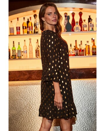 Sosandar Foil Spot Hem Shift Dress