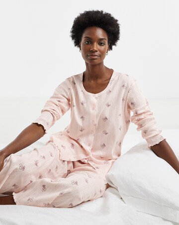 Pretty Secrets Bow Print Pointelle Rib Pyjama Set