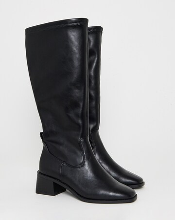 Hadley Block Heel Knee High Sock Boots - Extra Wide Fit (EEE) & Super Curvy Calf