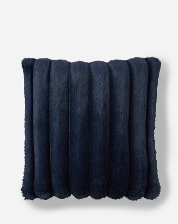 Ribbed Faux Fur Cushion - Navy